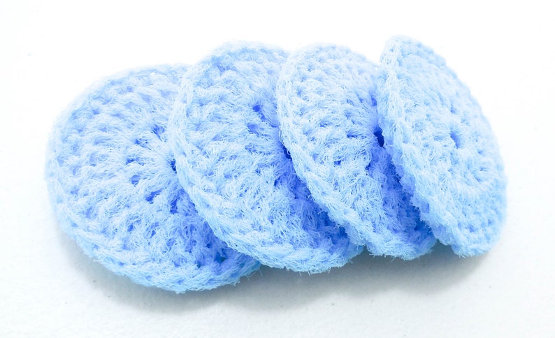 Nylon Dish Scrubbies Set of 2 through 10 Crochet Powder Blue Pot Scrubber image 3