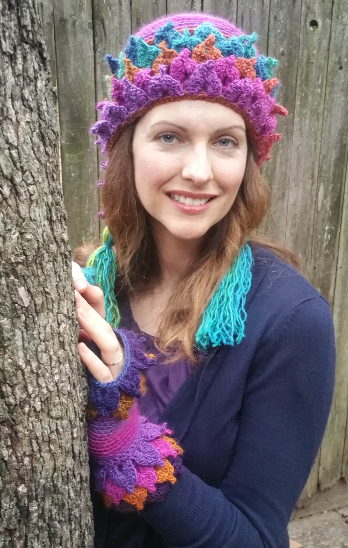 Crochet Leafy Tassel Hat Crocodile Stitch Ear Flap Hat Etsy