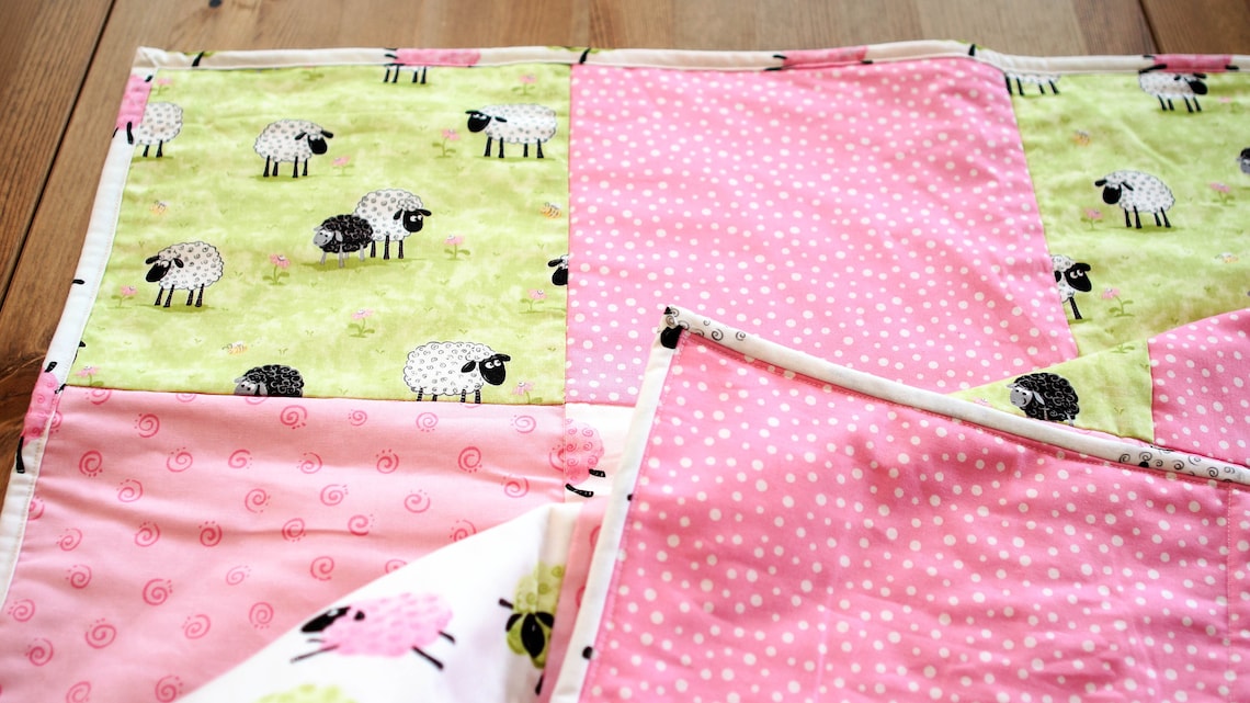 Baby Girl Pink Quilt Sheep Crib Bedding Susybee Fabric Etsy