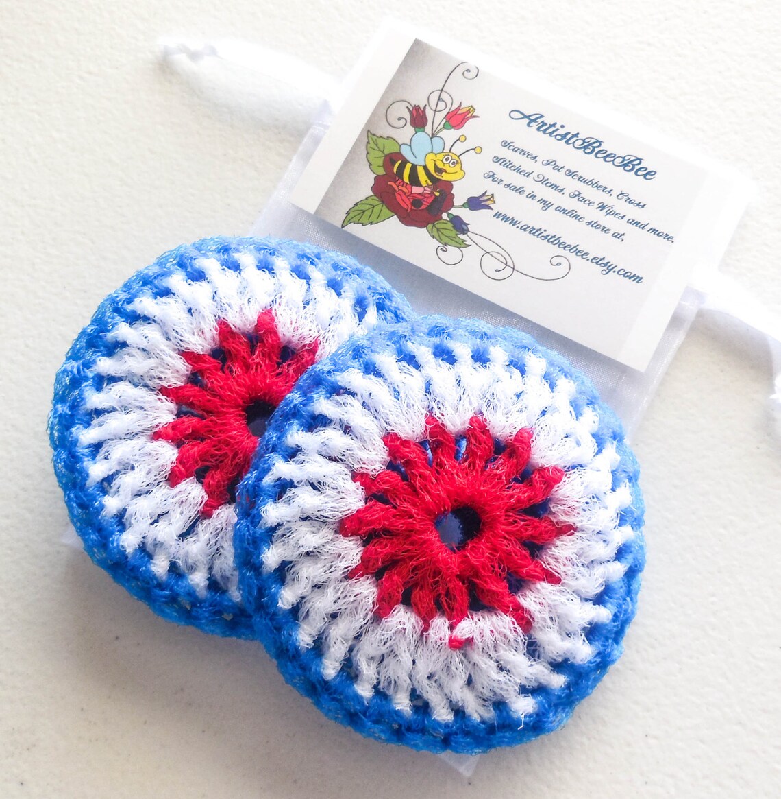 Nylon Netting Dish Scrubbies Set of 2 Through 8 Red White Etsy