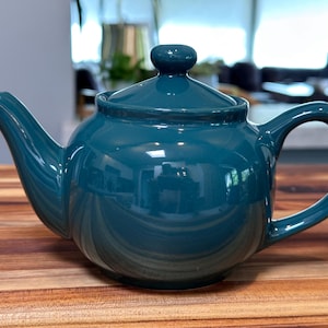 Vintage Teal Ceramic Teapot | Old Amsterdam Delft Works Holland | Mid Century Modern Tea Pot | Minimalist Scandinavian Kitchen Decor