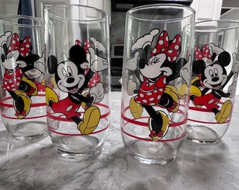 Set of 4 Vintage Disney Anchor Hocking highball juice glasses