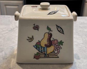 Vintage Thames Hand Painted Fruit Bowl Canister | MCM Ceramic Cookie Jar Tea Caddy | Mid Century Kitchen Decor Japan