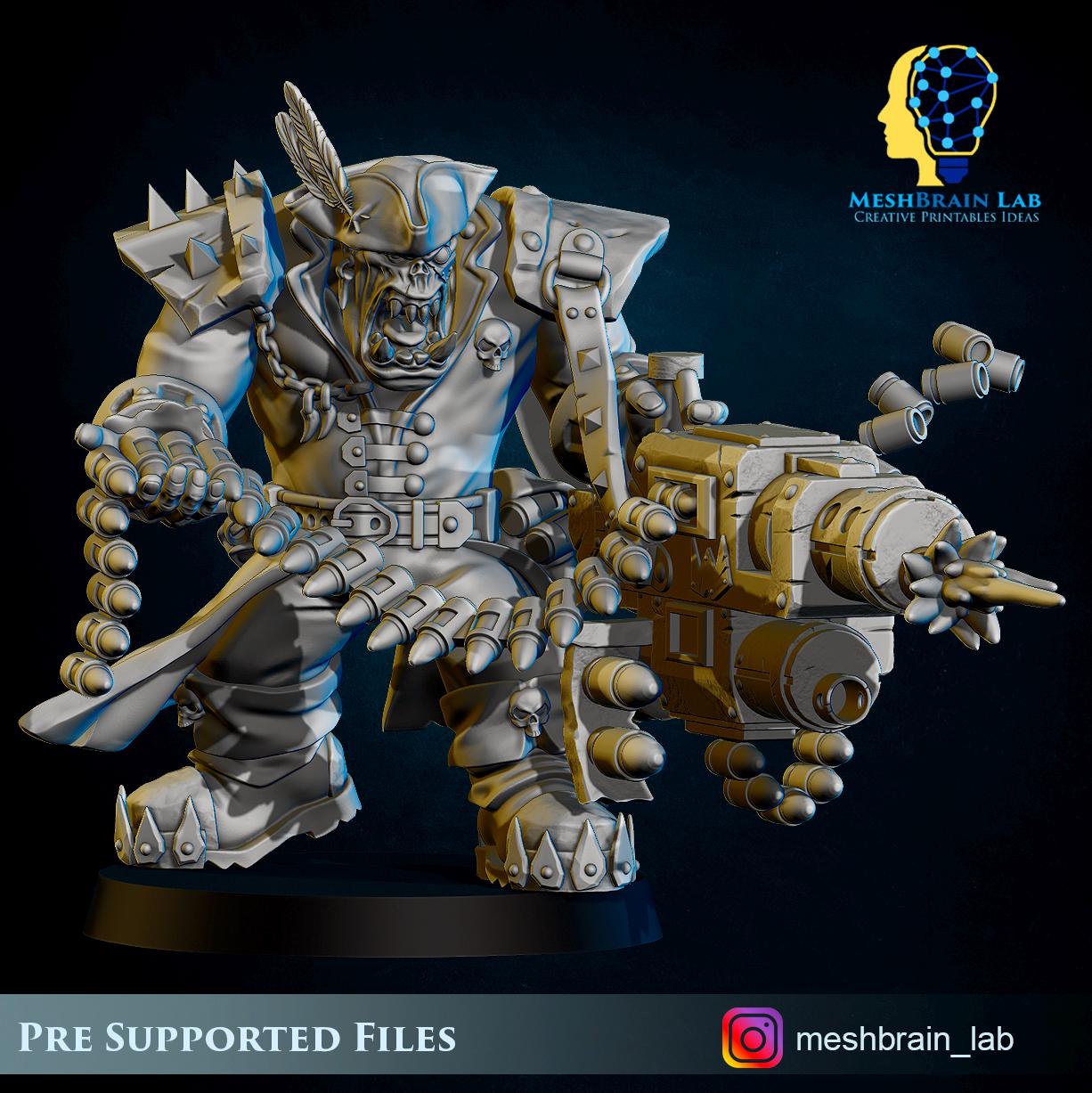 3D Printed Pirate Ork With Big Bada Boom Weapon_1 by Meshbrain Labs - Etsy