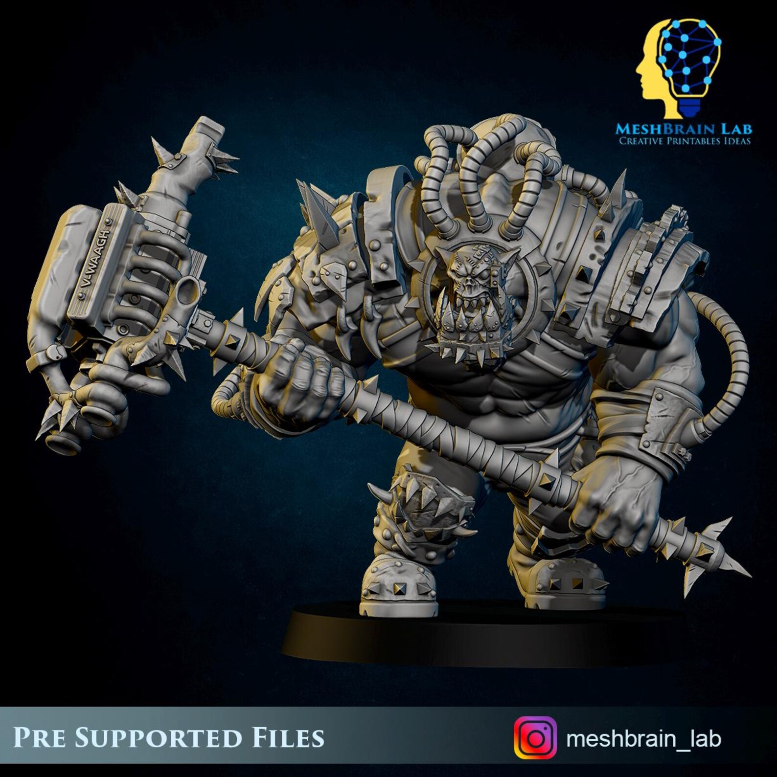 3D Printed Ork Brute Warboss by Meshbrain Labs Miniatures - Etsy