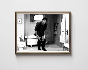 Workplace Sitcom TV Show Poster, Paleontologist Character, Funny Bathroom Prints, Black and White (Digital Download)
