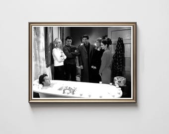 Workplace Sitcom TV Show Poster, Funny Bathroom Prints, Black and White (Digital Download)