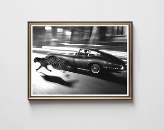 Porsche 911 Print, Retro Car Poster, Black and White (Digital Download)