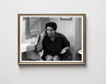 Workplace Sitcom Poster, Paleontologist Character, Funny Bathroom Prints, Black and White (Digital Download)