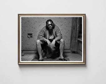 The Big Lebowski Poster, The Dude, Lustig Badezimmer Wand Kunst, schwarz und weiss (Digitaler Download)