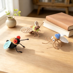 Gehäkelte Käfer, handgemachtes Amigurumi Insekt Dekor, Fliegen Moskito Zikade Plüsch, lustige Schreibtisch Dekoration