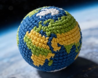 Crochet Earth Plush | Handmade Amigurumi Globe | Planet Decor | Eco Friendly Gift | Educational Toy