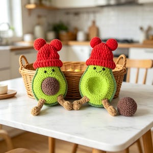Avocado Plüsch gehäkelt mit abnehmbaren Grube Handmade Food Amigurumi Geschenk