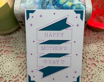 Mother Day Card (Banner/Sparkles)(Turquoise)