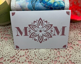 Mother Day Card (Pop-up Flower)(White/Sparkly pink)