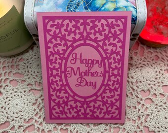 Mother Day Card (Vines) (Light Pink w/Dark Pink Insert)