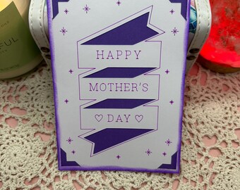 Mother Day Card (Banner/Sparkles)(Puple)(Purple Distress)