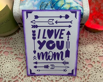 Mother Day Card (I Love You Mom)(Purple)