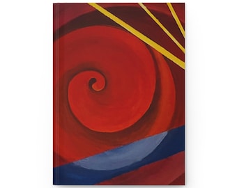 Hardcover Journal | Swirling Geometric Art | Abstract Red Spiral