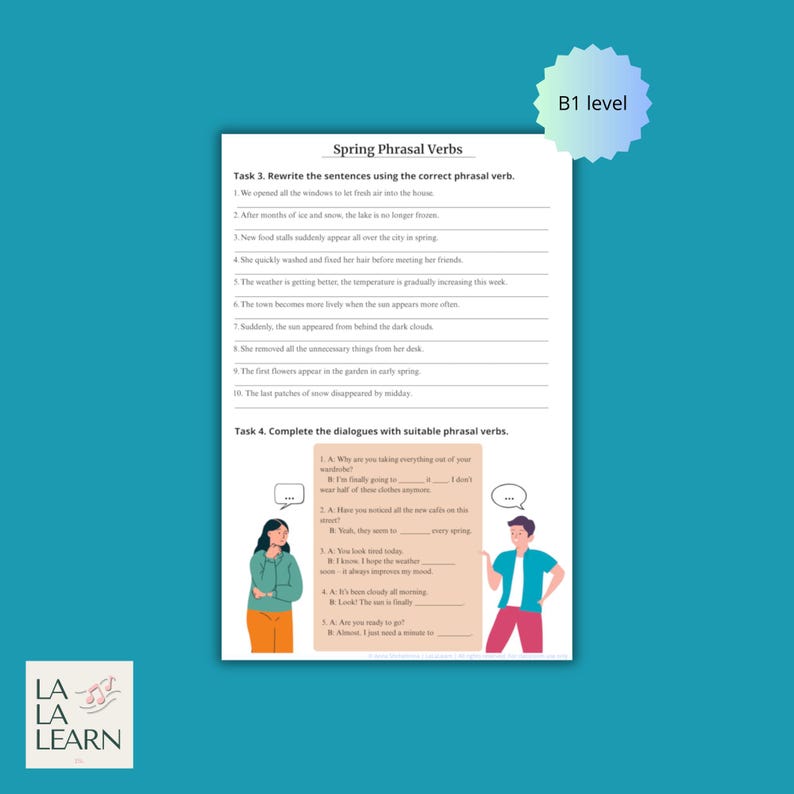 Spring Dialogues ESL Spring Phrasal Verbs Worksheet B1-B2 | Vocabulary Activities ...