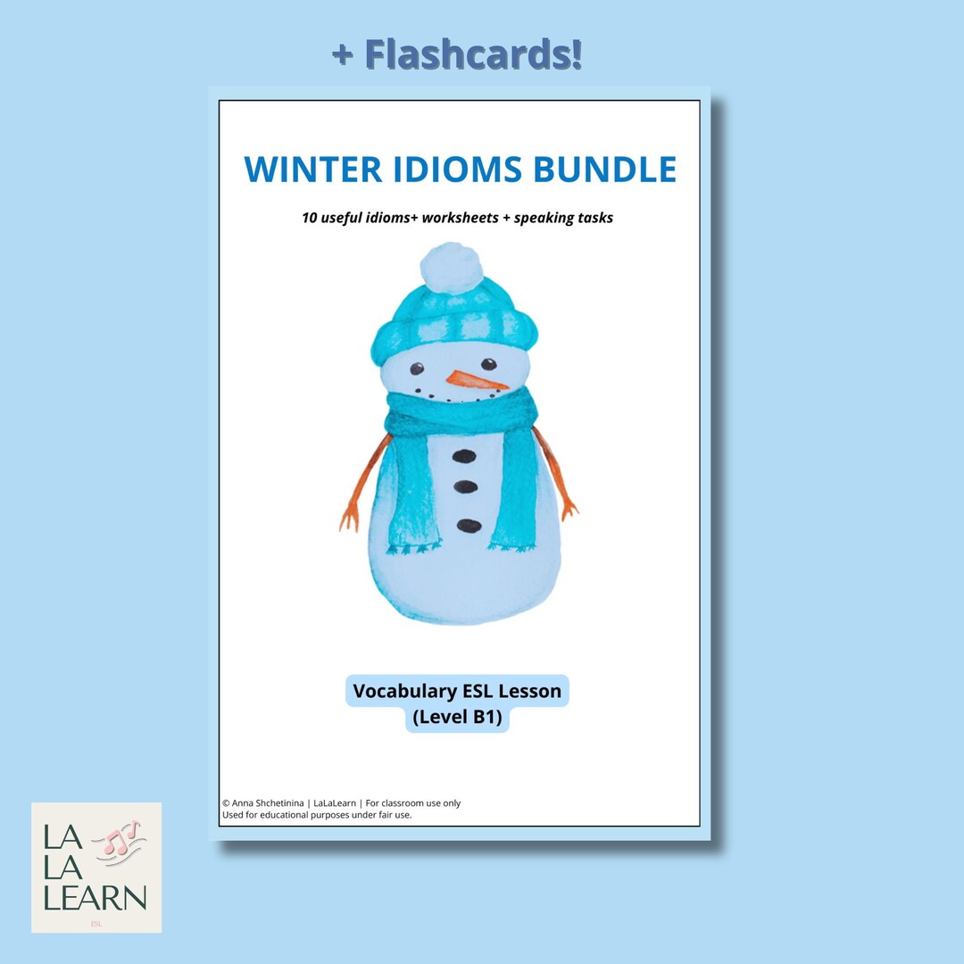 Winter Idioms ESL Bundle + Flashcards | Vocabulary, Matching, Speaking ...