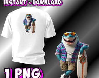 Urban Shark PNG, Cool Street Style Animal Character, Summer Baddie Shark Art, Sublimation Digital Download