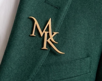 Brooch, Custom Initial Lapel Pin, Custom Lapel Pin, Personalized Wedding Brooch, Groomsmen & Bridesmaid Gift, Party Accessory