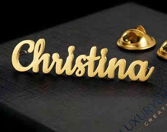 Brooch, Custom Name Brooch, Personalized Name Lapel Pin, Monogram Lapel pin, Groomsmen Gift, Gift For Her, Logo Brooch, Logo Pin