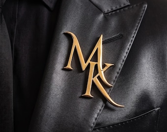 Broche personalizado com inicial, broche de letra esmaltada personalizada, dourado, prateado ou rosé, presente para padrinhos e madrinhas de casamento