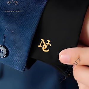 Gemelos, Regalos personalizados para padrinos de boda, Propuesta de padrinos de boda, Gemelos con inicial chapados en oro, Regalo de boda, Gemelos para novio, Padre,