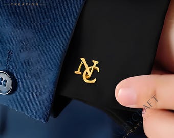 Gemelos, Regalos personalizados para padrinos de boda, Propuesta de padrinos de boda, Gemelos con inicial chapados en oro, Regalo de boda, Gemelos para novio, Padre,