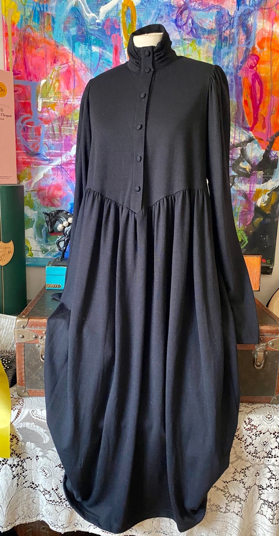 Rare Vintage LAURA ASHLEY Black Wool Long English 