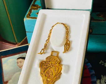 Rare Vintage GUCCI Gold Crest Shield Nobile Parfums NIB Charm