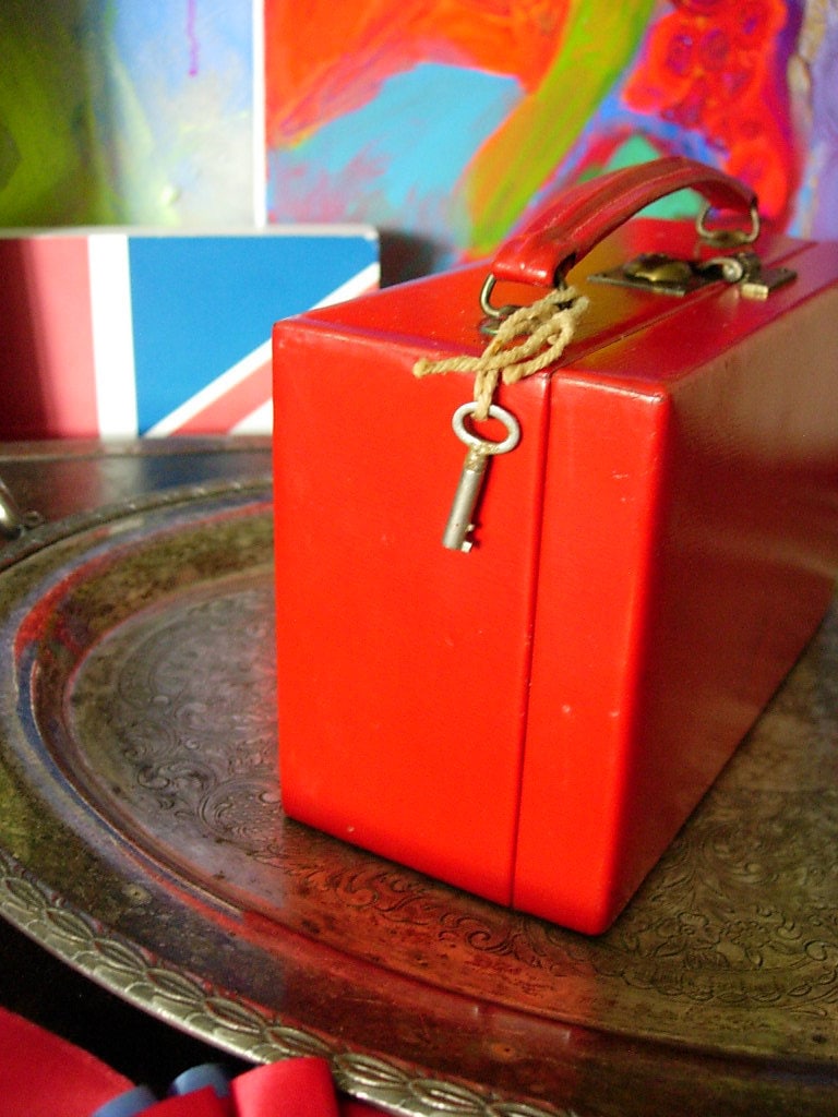 SALE Ultra Rare Vintage ASPREY Red Leather Jewelry Box Trunk