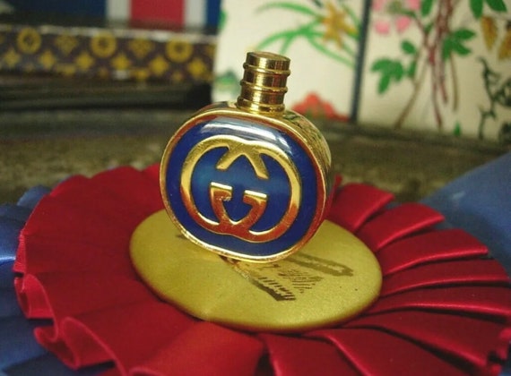 Ultra RARE Vintage GUCCI Cobalt ENAMEL Perfume Va… - image 1