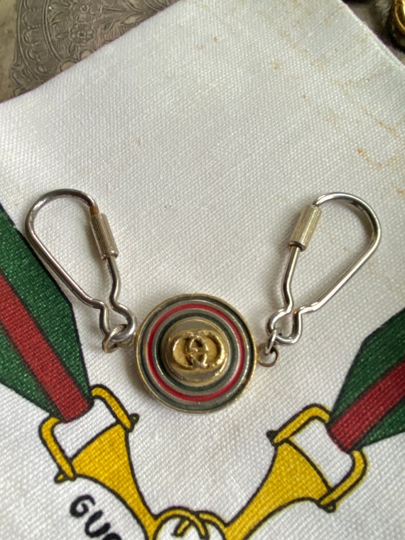 SALE Rare Auth Vintage GUCCI ENAMEL Logo Key Ring… - image 3