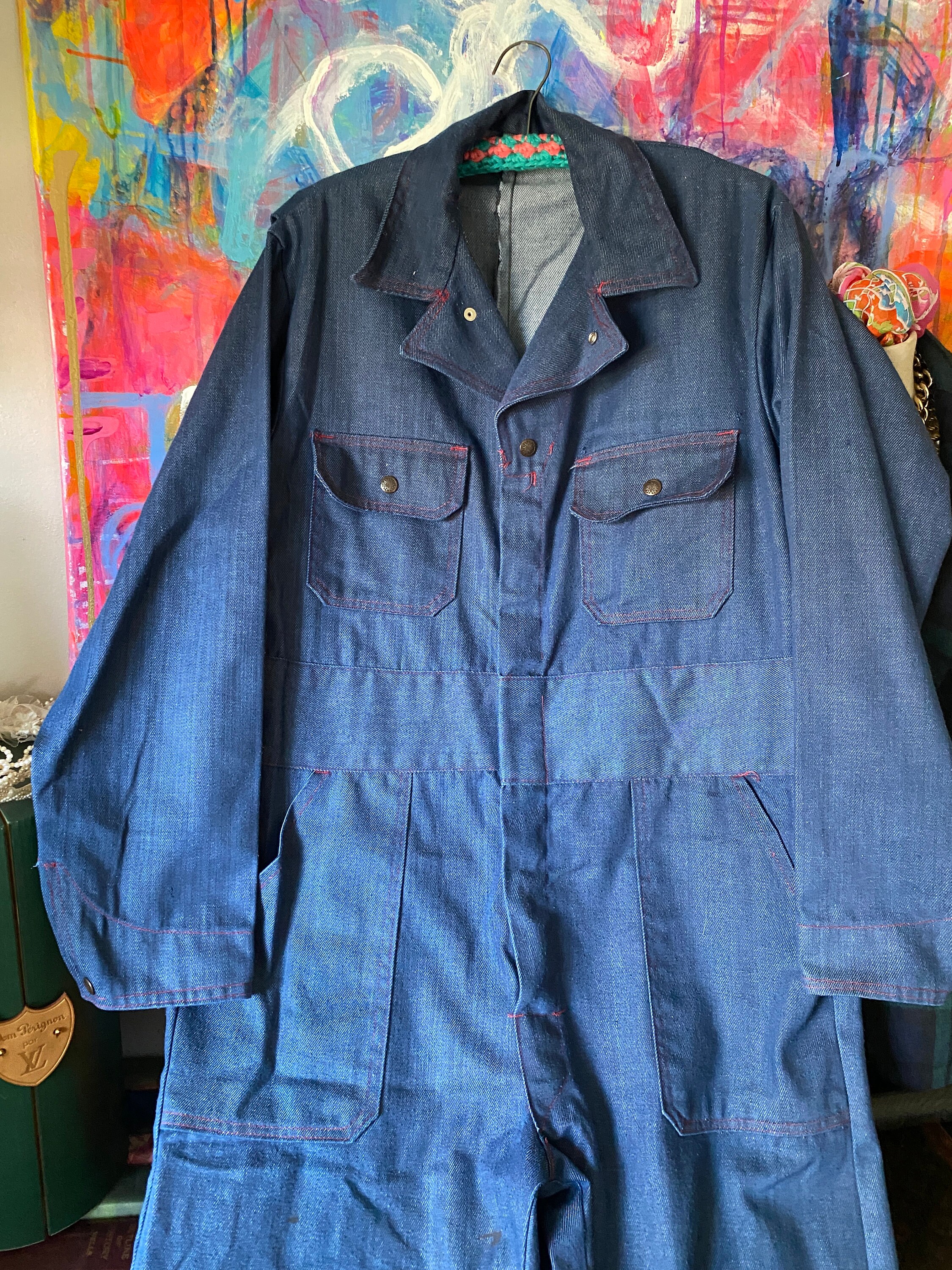 Rare USA Handcrafted Vintage Hand Crafted Denim Boiler Suit