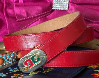 Sale Rare Vintage PIERRE CARDIN Red Leather Ladies Belt  display picture 2