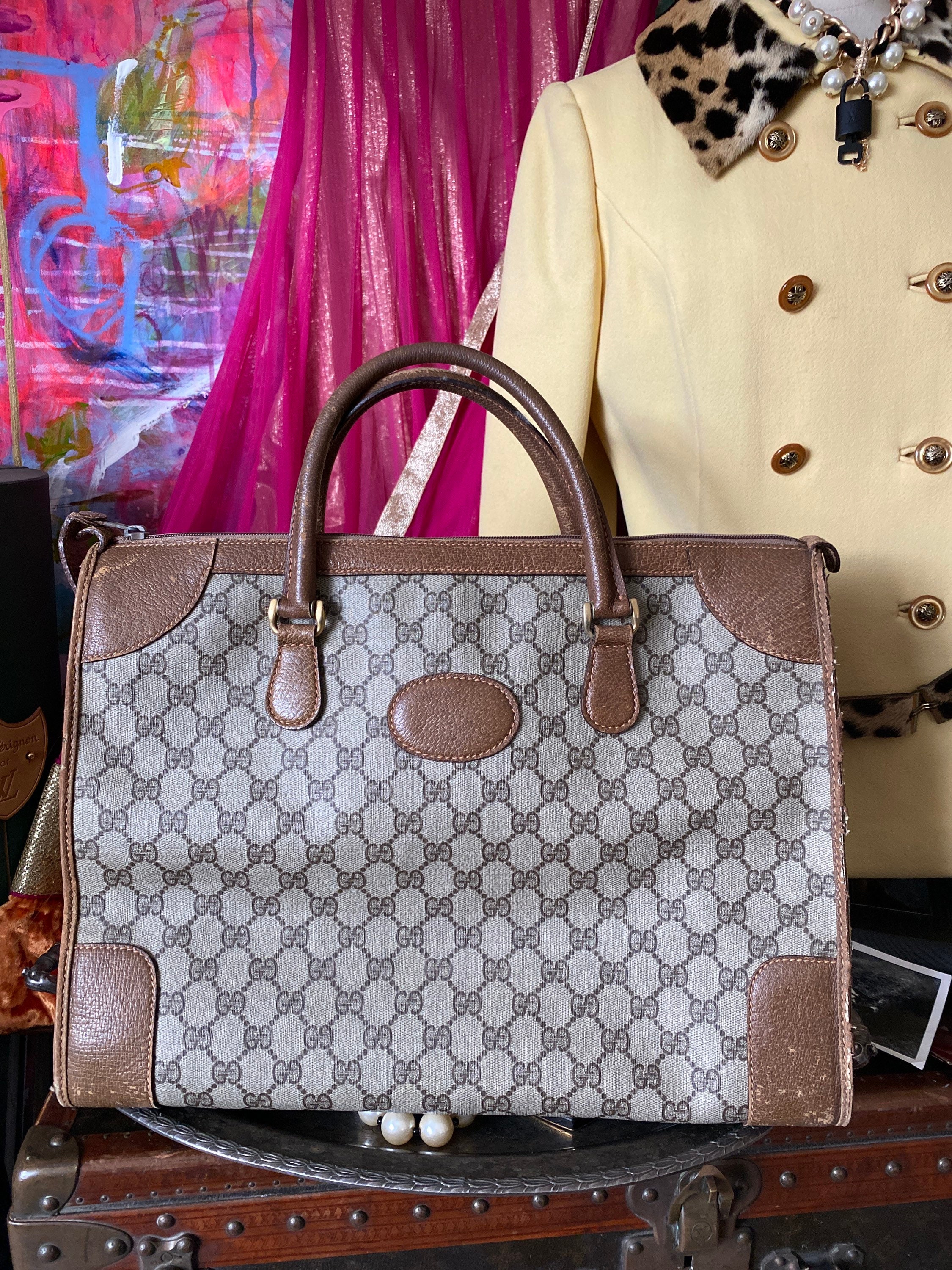 Rare Vintage GUCCI GG Monogram Tote Bag Purse Luxury  display picture 1