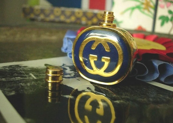 Ultra RARE Vintage GUCCI Cobalt ENAMEL Perfume Va… - image 2