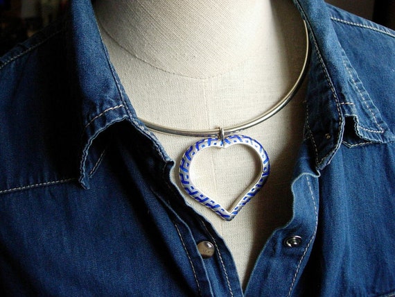 SALE Ultra Rare Vintage GUCCI HEART Cobalt Enamel… - image 8