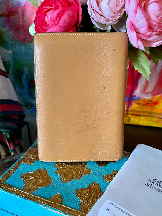 Rare Vintage Authentic HERMES France Tan Calf Leather Agenda