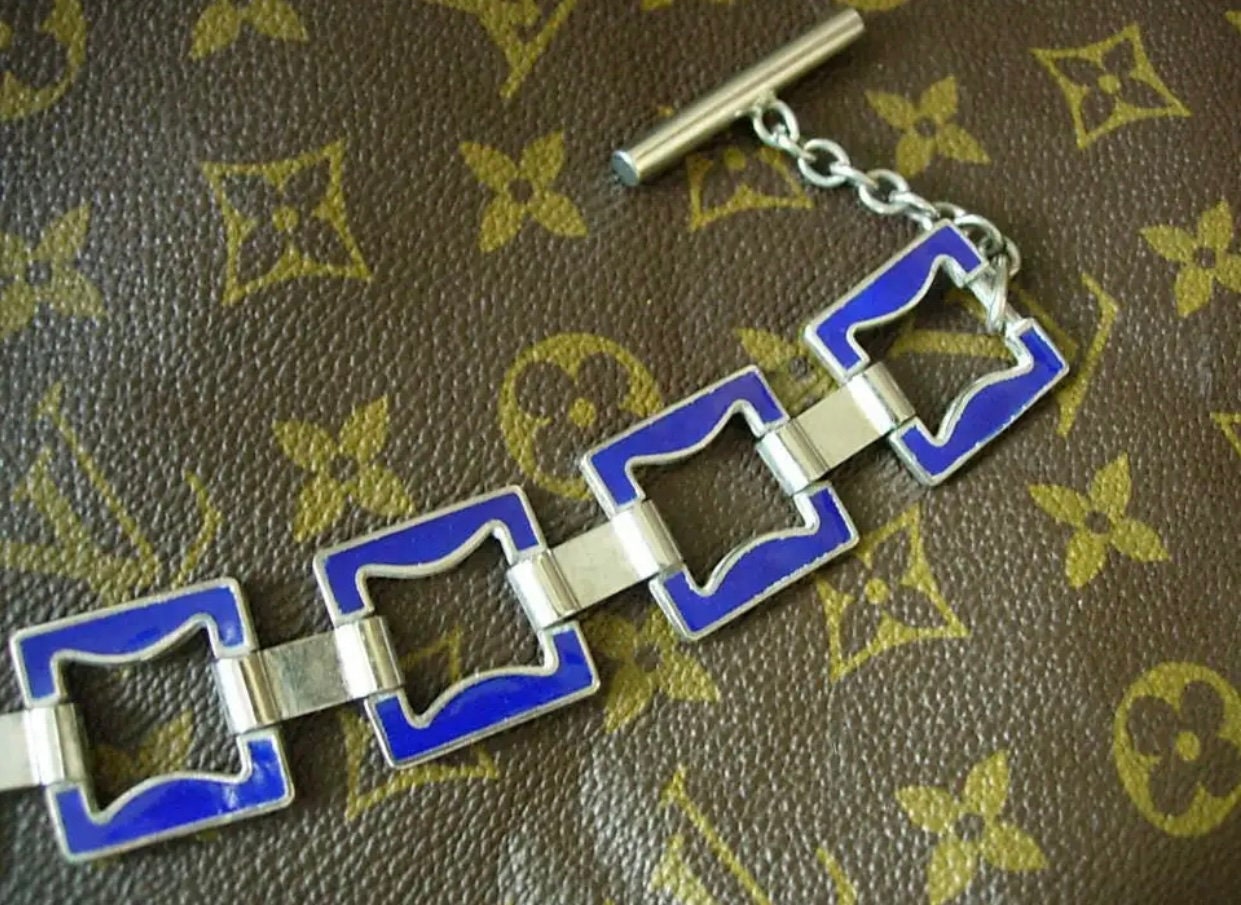 Ultra RARE Vintage GUCCI Cobalt Blue Enamel & Silver STATEMENT Belt Necklace Ultra RARE Vintage GUCCI Cobalt Blue Enamel & Silver  main image 2