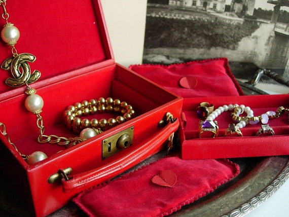 SALE Ultra Rare Vintage ASPREY Red Leather Jewelry Box Trunk 