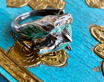 Sale RARE Gorgeous Vintage GUCCI GG Horse Head Stirrup Ring