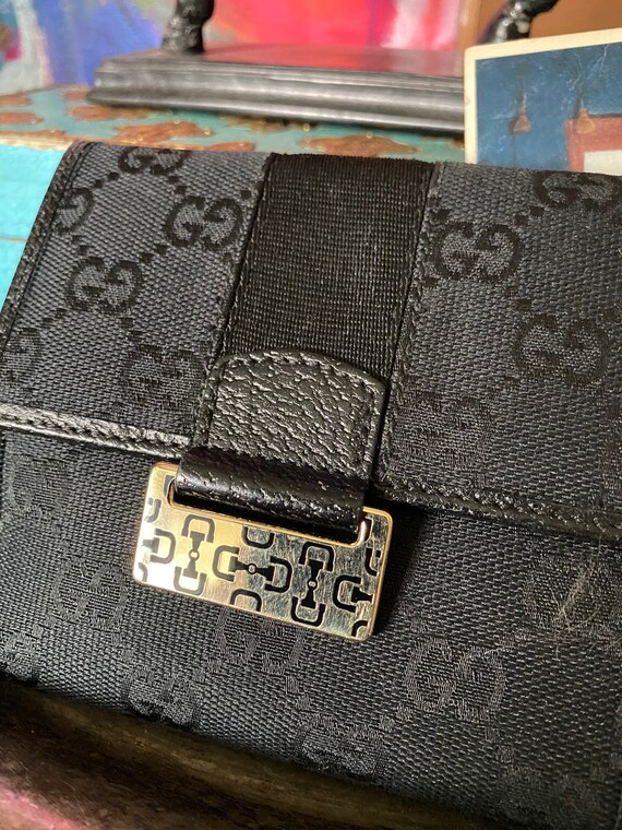 Beautiful Vintage GUCCI Black GG Monogram Clutch … - image 3