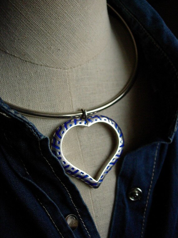 SALE Ultra Rare Vintage GUCCI HEART Cobalt Enamel… - image 9