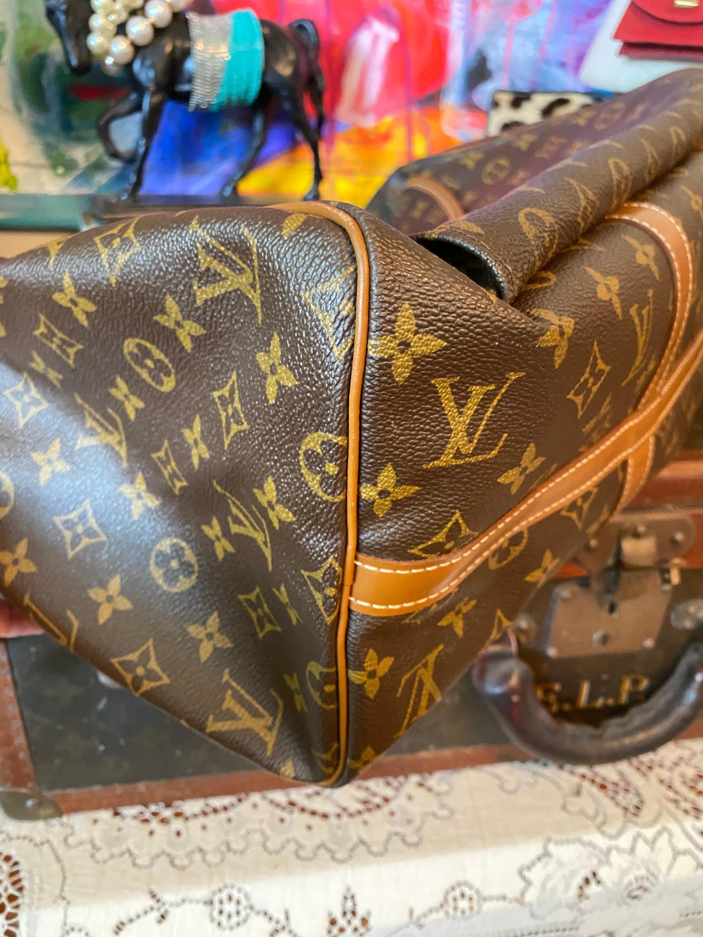 Louis Vuitton Large Monogram Duffel Bag Overnight Travel Keepall Rare  French Co