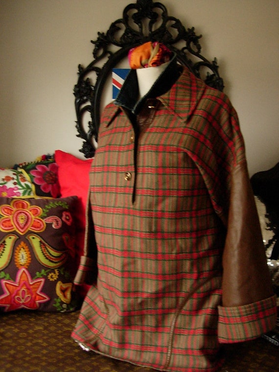SALE Ultra RARE Vintage GUCCI Italian Leather Tartan Plaid