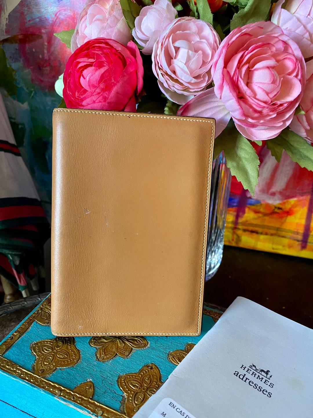 【美品】HERMES手帳 HERMES エルメス 手帳カバー アジェンダヴィジョン バイカラー レッド